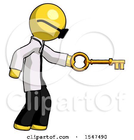 Yellow Doctor Scientist Man with Big Key of Gold Opening Something by Leo Blanchette