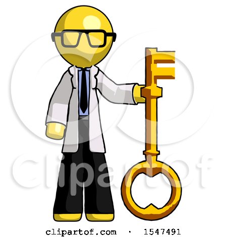 Yellow Doctor Scientist Man Holding Key Made of Gold by Leo Blanchette
