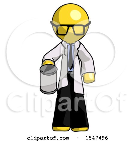 Yellow Doctor Scientist Man Begger Holding Can Begging or Asking for Charity by Leo Blanchette