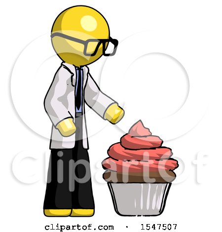 Yellow Doctor Scientist Man with Giant Cupcake Dessert by Leo Blanchette