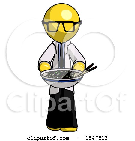 Yellow Doctor Scientist Man Serving or Presenting Noodles by Leo Blanchette