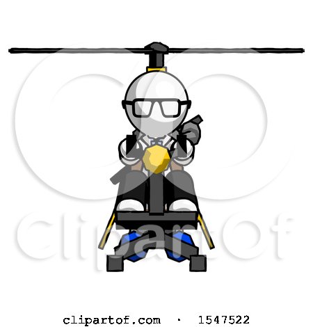 White Doctor Scientist Man Flying in Gyrocopter Front View by Leo Blanchette
