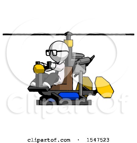 White Doctor Scientist Man Flying in Gyrocopter Front Side Angle View by Leo Blanchette
