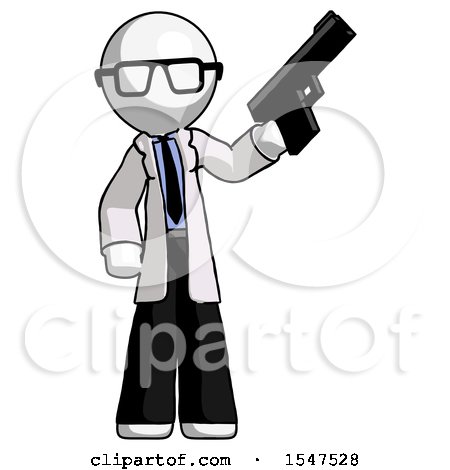 White Doctor Scientist Man Holding Handgun by Leo Blanchette