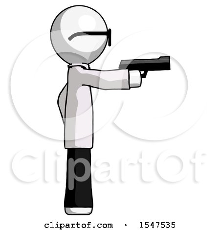 White Doctor Scientist Man Firing a Handgun by Leo Blanchette
