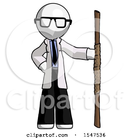 White Doctor Scientist Man Holding Staff or Bo Staff by Leo Blanchette