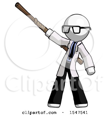 White Doctor Scientist Man Bo Staff Pointing up Pose by Leo Blanchette