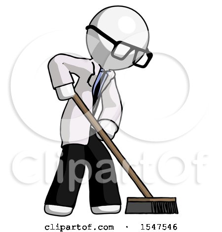 White Doctor Scientist Man Cleaning Services Janitor Sweeping Side View by Leo Blanchette