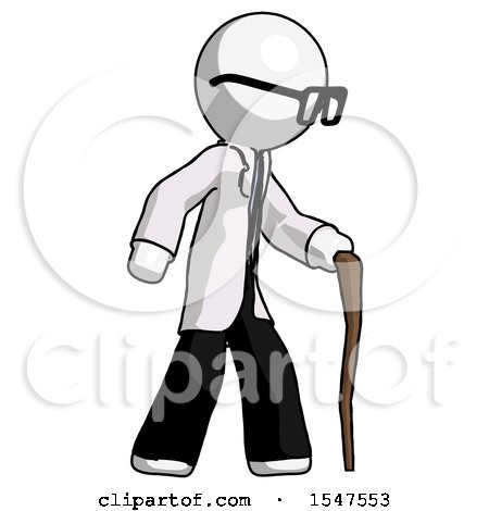 White Doctor Scientist Man Walking with Hiking Stick by Leo Blanchette