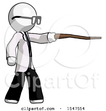 White Doctor Scientist Man Pointing with Hiking Stick by Leo Blanchette