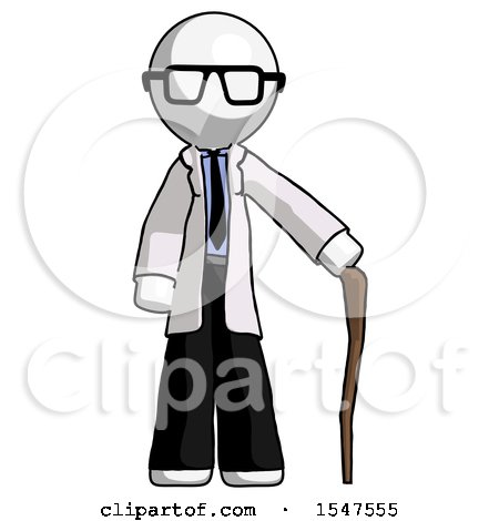 White Doctor Scientist Man Standing with Hiking Stick by Leo Blanchette