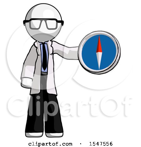 White Doctor Scientist Man Holding a Large Compass by Leo Blanchette