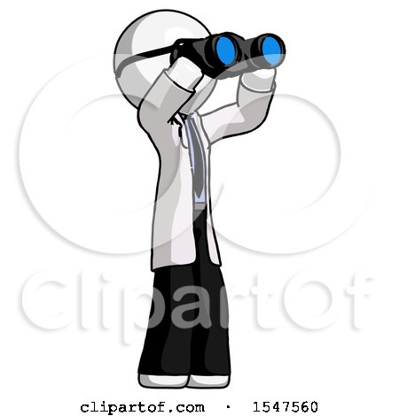 White Doctor Scientist Man Looking Through Binoculars to the Right by Leo Blanchette