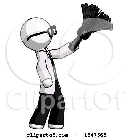 White Doctor Scientist Man Dusting with Feather Duster Upwards by Leo Blanchette
