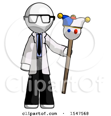 White Doctor Scientist Man Holding Jester Staff by Leo Blanchette