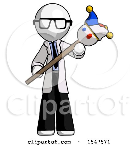 White Doctor Scientist Man Holding Jester Diagonally by Leo Blanchette