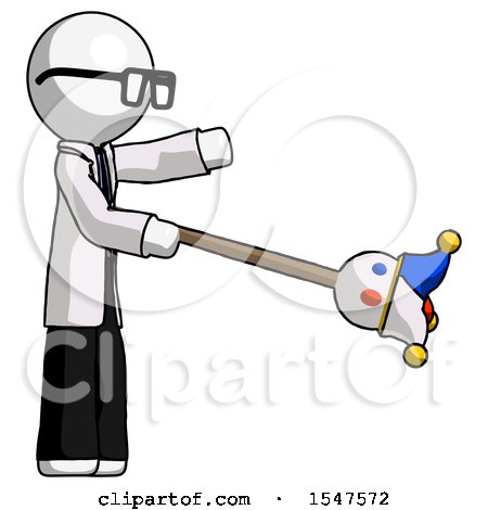 White Doctor Scientist Man Holding Jesterstaff - I Dub Thee Foolish Concept by Leo Blanchette