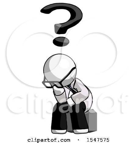 White Doctor Scientist Man Thinker Question Mark Concept by Leo Blanchette