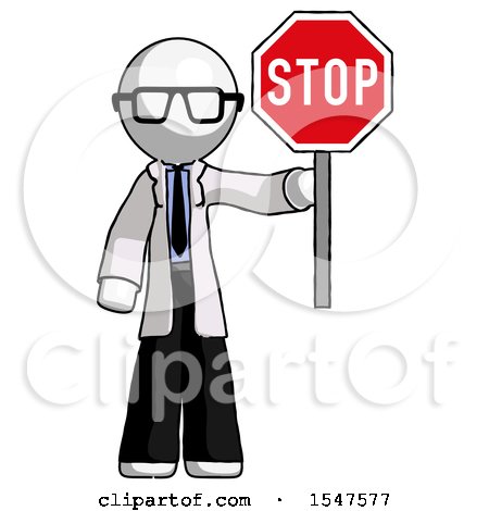 White Doctor Scientist Man Holding Stop Sign by Leo Blanchette