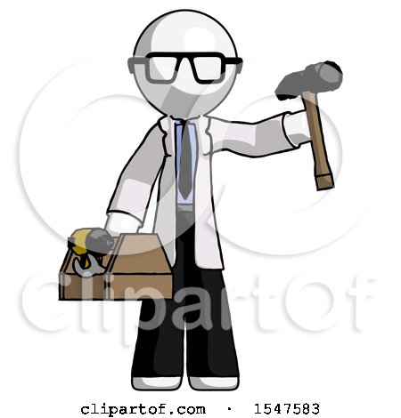 White Doctor Scientist Man Holding Tools and Toolchest Ready to Work by Leo Blanchette
