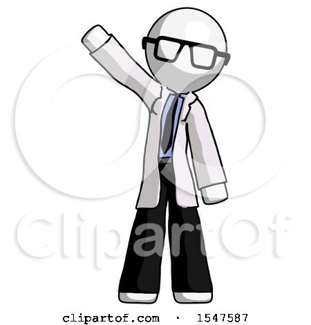 White Doctor Scientist Man Waving Emphatically with Right Arm by Leo Blanchette