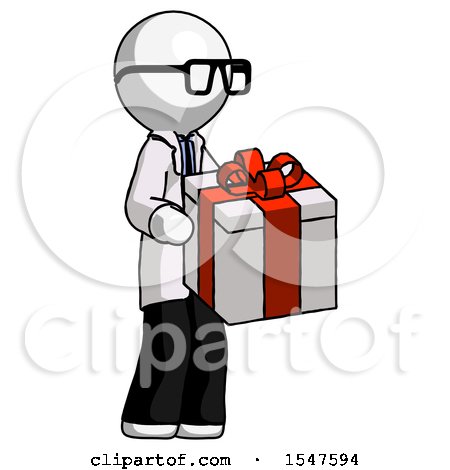 White Doctor Scientist Man Giving a Present by Leo Blanchette