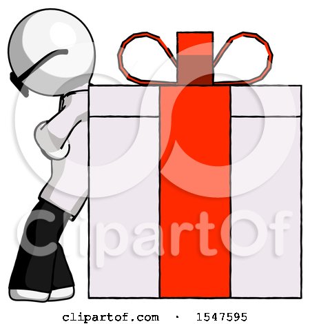 White Doctor Scientist Man Gift Concept - Leaning Against Large Present by Leo Blanchette