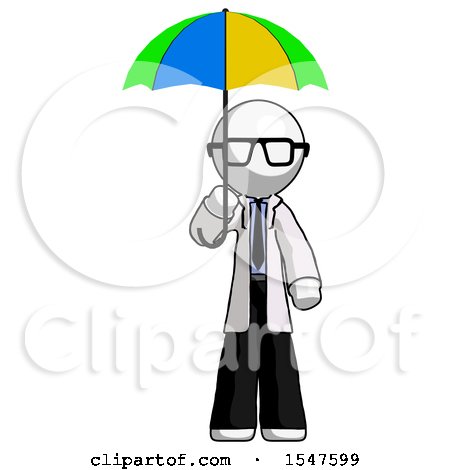 White Doctor Scientist Man Holding Umbrella Rainbow Colored by Leo Blanchette