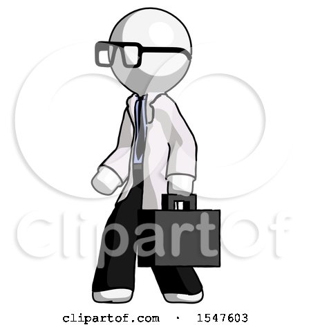 White Doctor Scientist Man Walking with Briefcase to the Left by Leo Blanchette