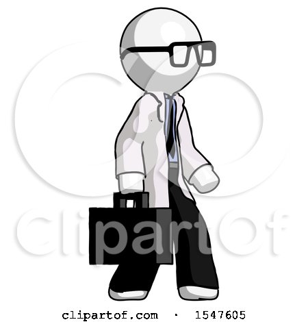 White Doctor Scientist Man Walking with Briefcase to the Right by Leo Blanchette