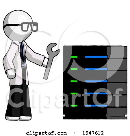 White Doctor Scientist Man Server Administrator Doing Repairs by Leo Blanchette