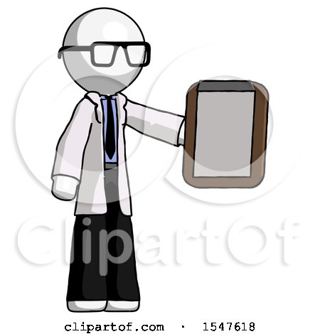 White Doctor Scientist Man Showing Clipboard to Viewer by Leo Blanchette