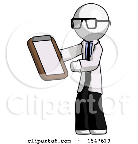 White Doctor Scientist Man Reviewing Stuff on Clipboard by Leo Blanchette