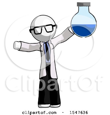 White Doctor Scientist Man Holding Large Round Flask or Beaker by Leo Blanchette