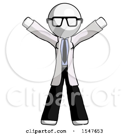 White Doctor Scientist Man Surprise Pose, Arms and Legs out by Leo Blanchette