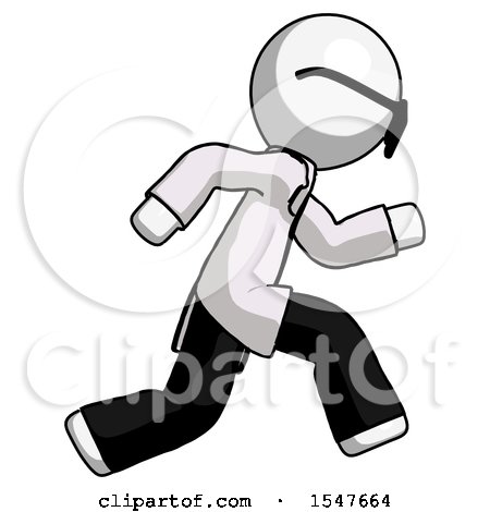 White Doctor Scientist Man Running Fast Right by Leo Blanchette