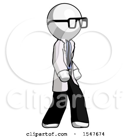 White Doctor Scientist Man Walking Turned Right Front View by Leo Blanchette