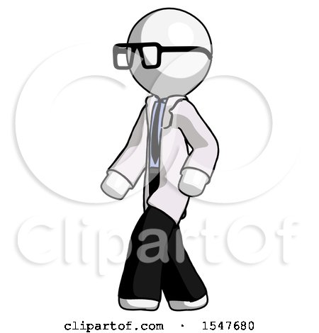 White Doctor Scientist Man Man Walking Turned Left Front View by Leo Blanchette