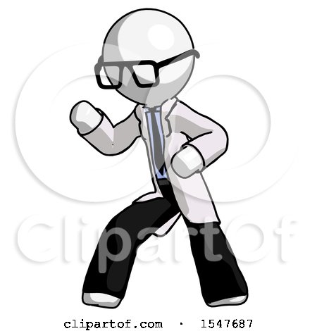 White Doctor Scientist Man Martial Arts Defense Pose Left by Leo Blanchette