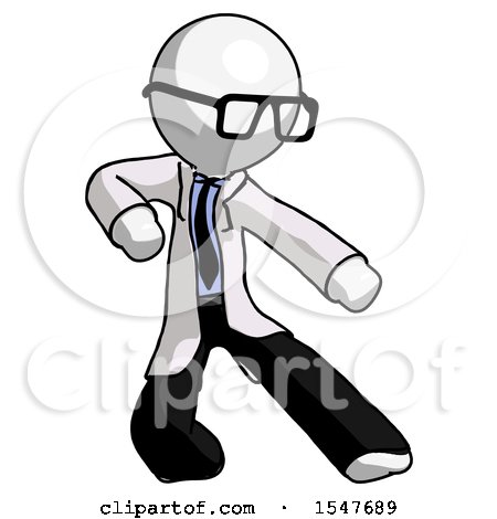 White Doctor Scientist Man Karate Defense Pose Right by Leo Blanchette