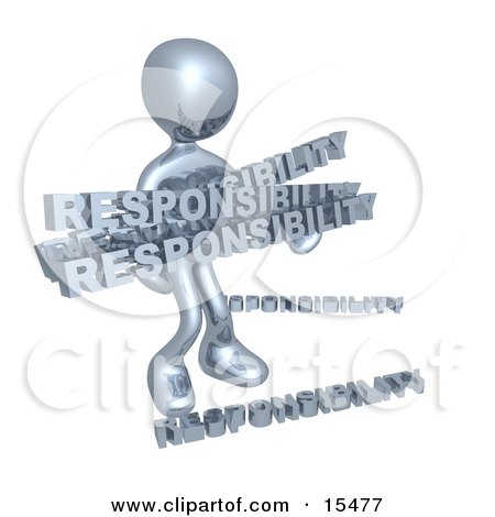 Overwhelmed Dependable Silver Person Carrying A Heavy And Large Load Of Responsiblities Clipart Illustration Image by 3poD