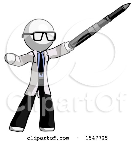 White Doctor Scientist Man Demonstrating That Indeed the Pen Is Mightier by Leo Blanchette