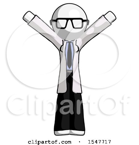 White Doctor Scientist Man with Arms out Joyfully by Leo Blanchette