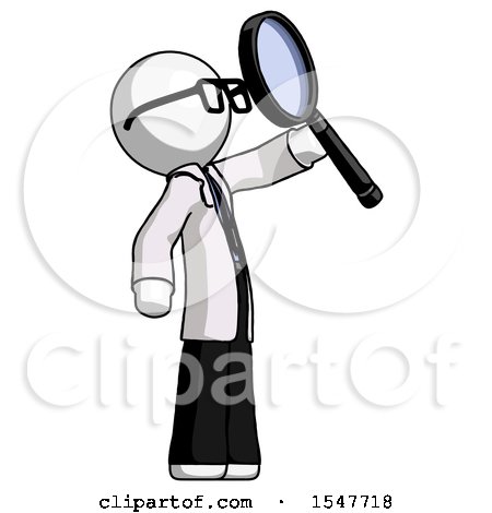 White Doctor Scientist Man Inspecting with Large Magnifying Glass Facing up by Leo Blanchette