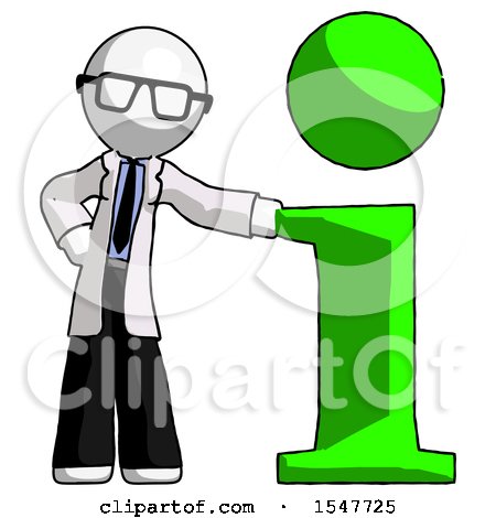 White Doctor Scientist Man with Info Symbol Leaning up Against It by Leo Blanchette