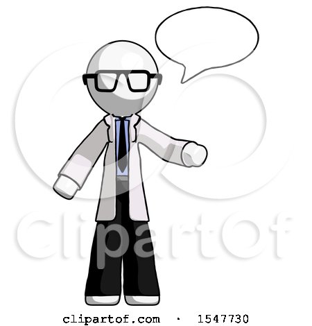 White Doctor Scientist Man with Word Bubble Talking Chat Icon by Leo Blanchette