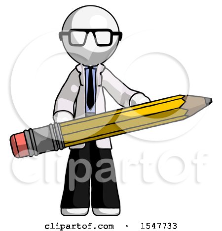 White Doctor Scientist Man Writer or Blogger Holding Large Pencil by Leo Blanchette