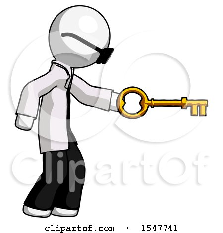White Doctor Scientist Man with Big Key of Gold Opening Something by Leo Blanchette