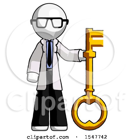 White Doctor Scientist Man Holding Key Made of Gold by Leo Blanchette
