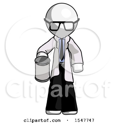 White Doctor Scientist Man Begger Holding Can Begging or Asking for Charity by Leo Blanchette